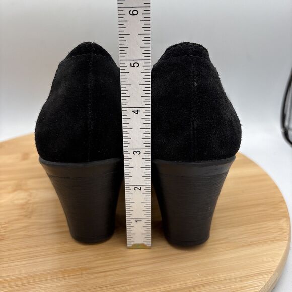 Clarks Bendables Honest Q Black Suede Oxford Pumps Lace Up Womens 8 W Wide Shoe - Picture 5 of 11